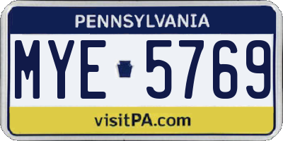 PA license plate MYE5769