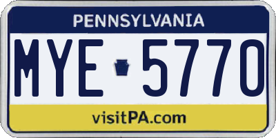 PA license plate MYE5770