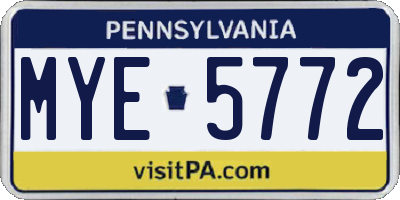 PA license plate MYE5772