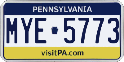 PA license plate MYE5773