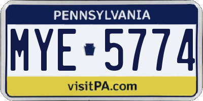 PA license plate MYE5774