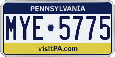PA license plate MYE5775