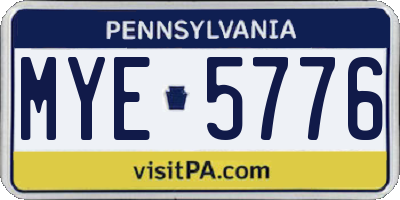 PA license plate MYE5776