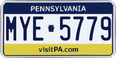 PA license plate MYE5779