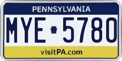 PA license plate MYE5780