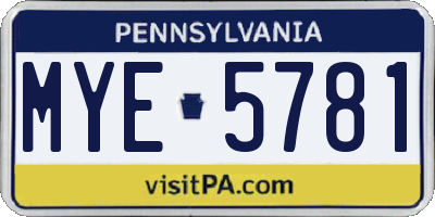 PA license plate MYE5781