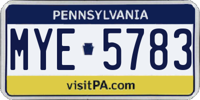 PA license plate MYE5783
