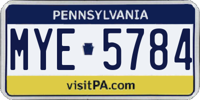 PA license plate MYE5784