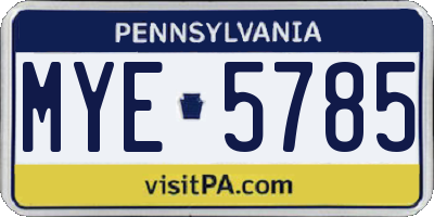 PA license plate MYE5785