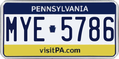 PA license plate MYE5786