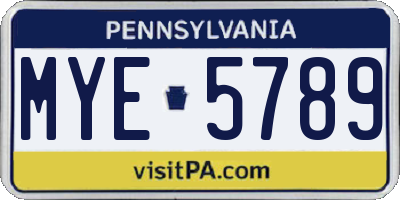 PA license plate MYE5789