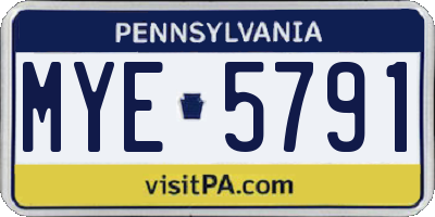 PA license plate MYE5791