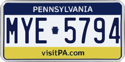 PA license plate MYE5794