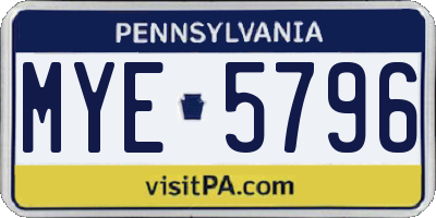 PA license plate MYE5796