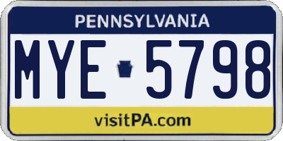 PA license plate MYE5798