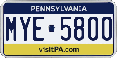 PA license plate MYE5800