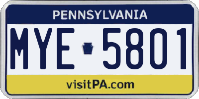 PA license plate MYE5801