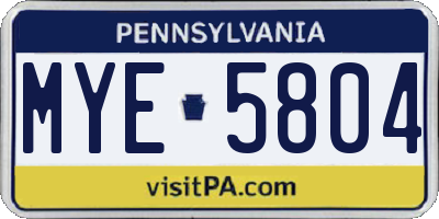 PA license plate MYE5804
