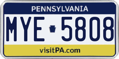 PA license plate MYE5808