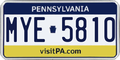 PA license plate MYE5810
