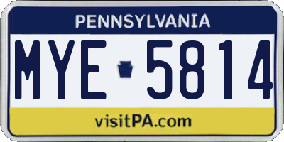 PA license plate MYE5814