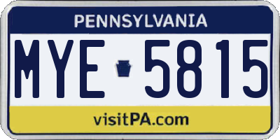 PA license plate MYE5815
