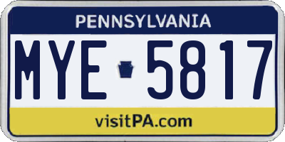 PA license plate MYE5817