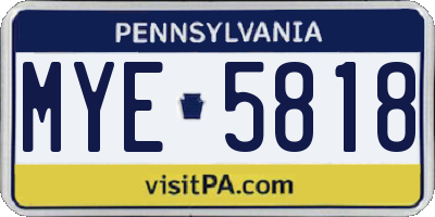 PA license plate MYE5818