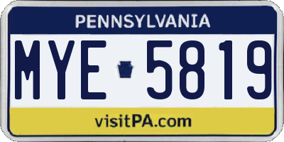 PA license plate MYE5819