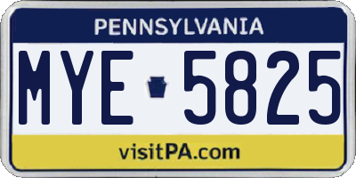 PA license plate MYE5825
