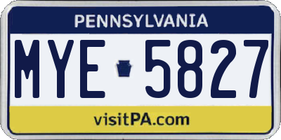 PA license plate MYE5827