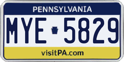 PA license plate MYE5829