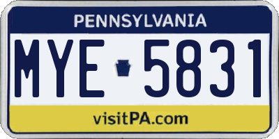 PA license plate MYE5831