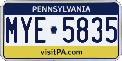 PA license plate MYE5835