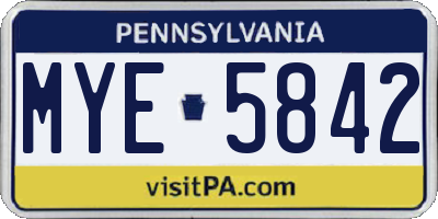 PA license plate MYE5842