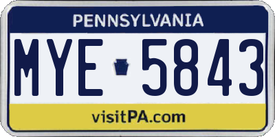 PA license plate MYE5843