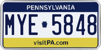 PA license plate MYE5848