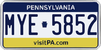 PA license plate MYE5852