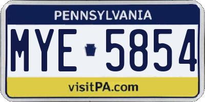 PA license plate MYE5854