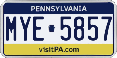 PA license plate MYE5857