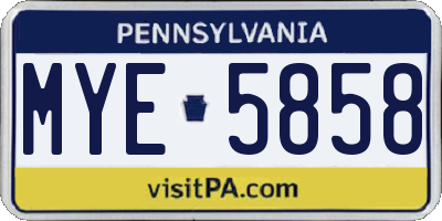 PA license plate MYE5858