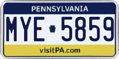 PA license plate MYE5859