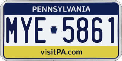 PA license plate MYE5861