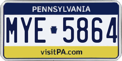 PA license plate MYE5864
