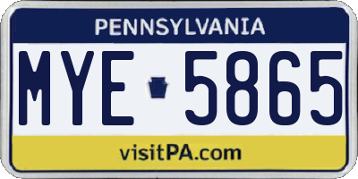 PA license plate MYE5865