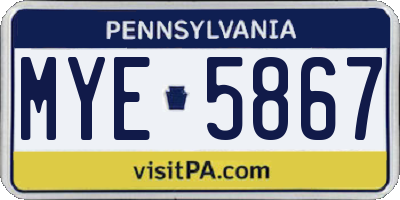 PA license plate MYE5867