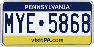 PA license plate MYE5868