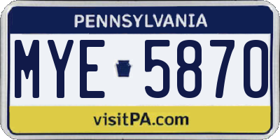 PA license plate MYE5870