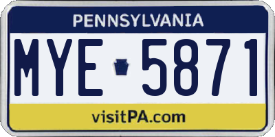 PA license plate MYE5871