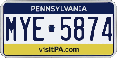 PA license plate MYE5874